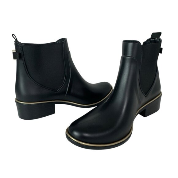 Kate Spade New York Women's 6 Solstice Rubber Rain Boots Black NWOB - Picture 1 of 16